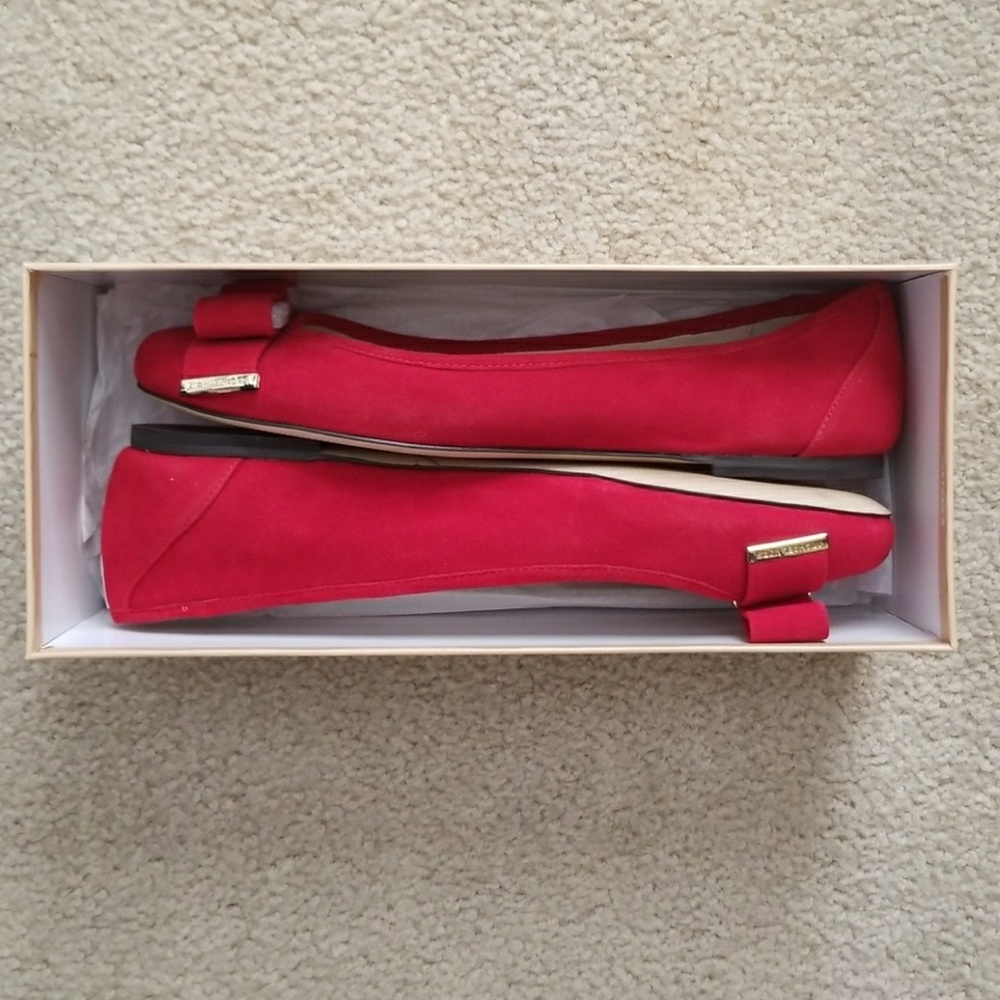 Red and Gold Michael Kors Bow Flats